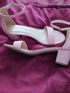 Adams Pink Block Heel Ankle-Strap Sandals